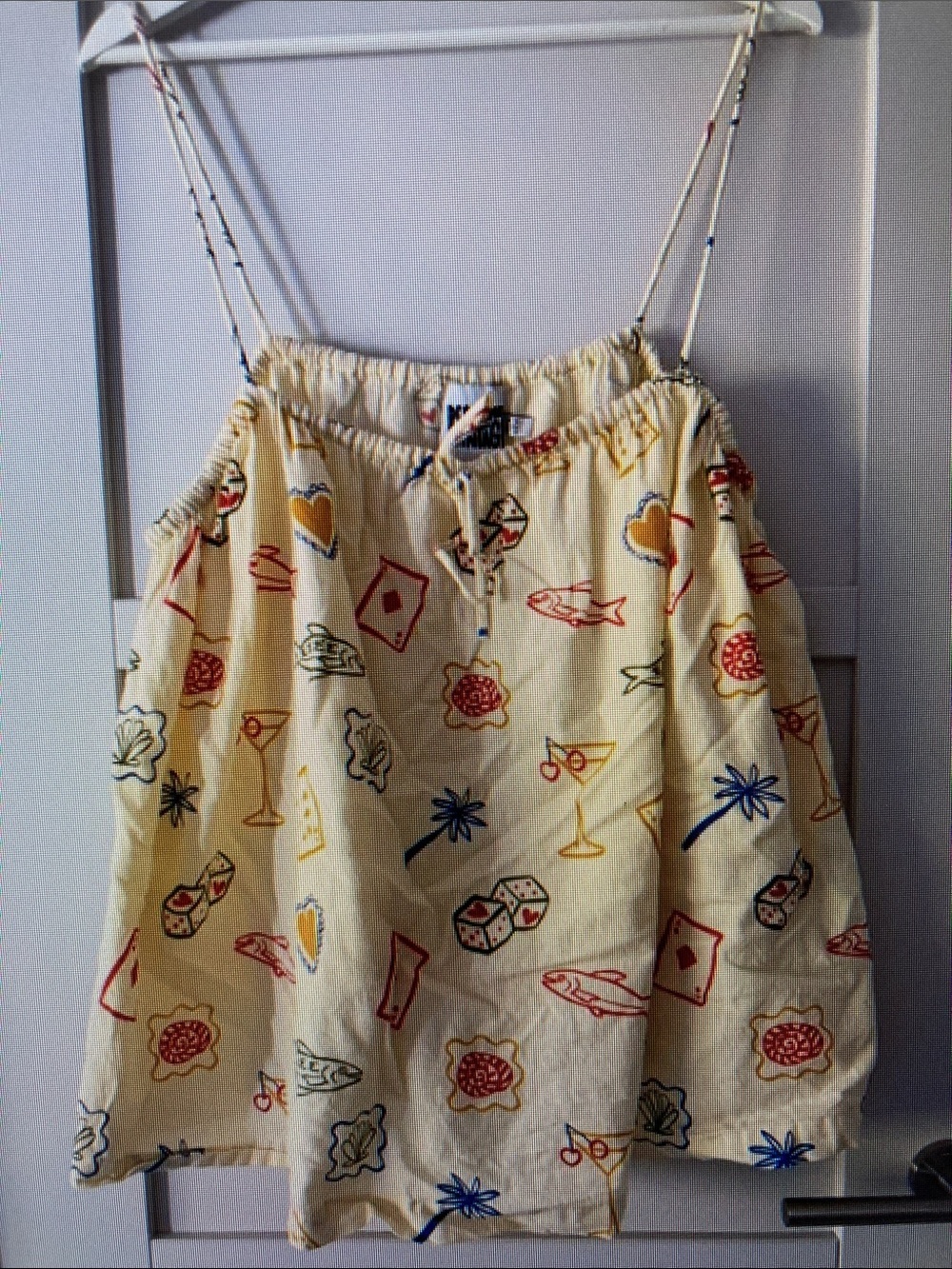 Women's Yellow Printed Spaghetti Strap Tank Top